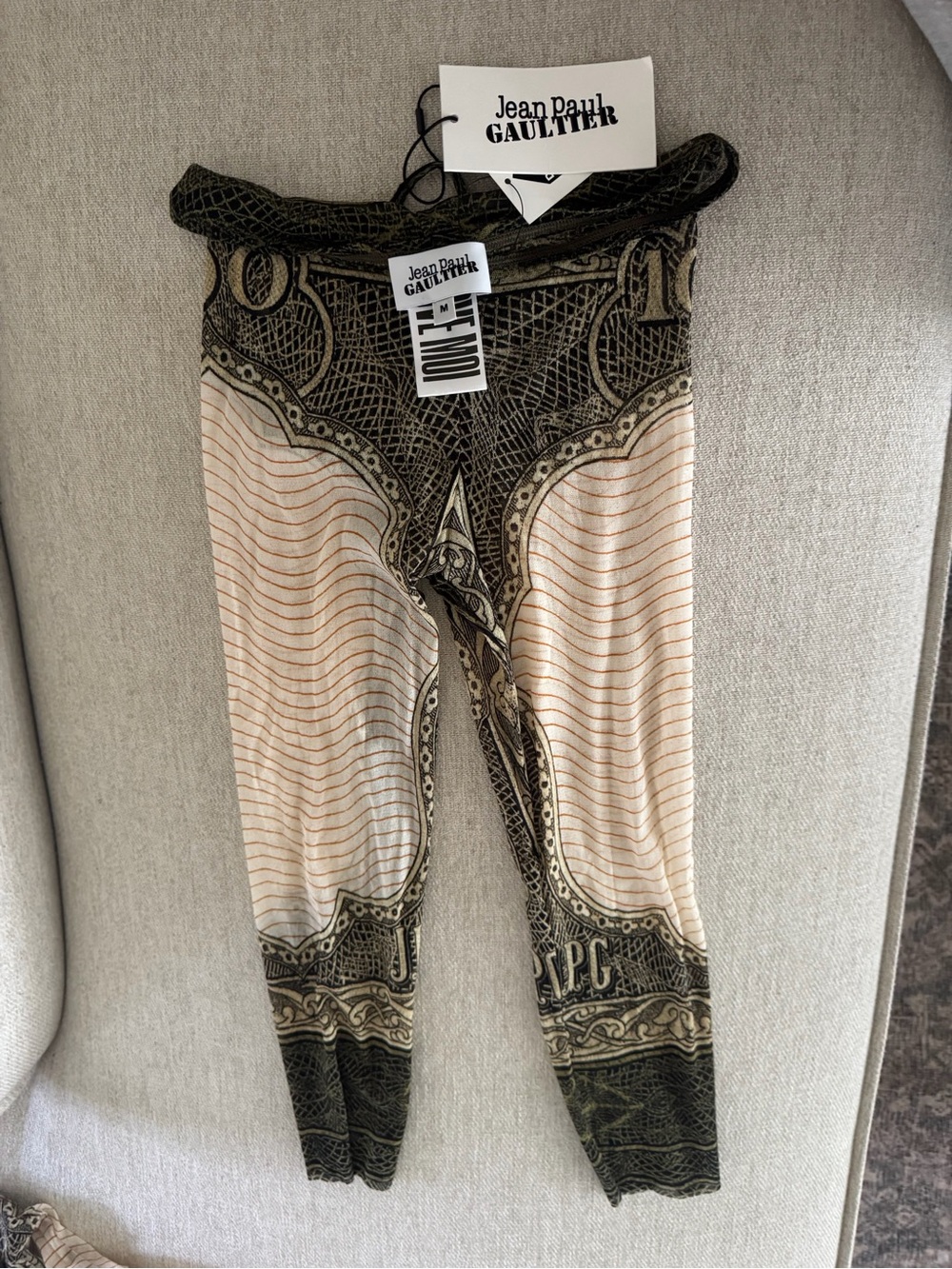 Jean Paul Gaultier Beige & Black Printed Leggings